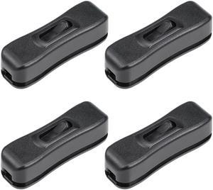 Inline Cord Switch AC 250V 2A On-Off SPST Feed-Through Rocker Switch, for Bedroom Table Lamp Desk Light (Pack of 4)