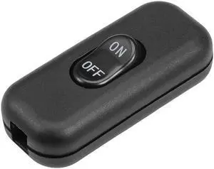 Inline Cord Switch AC 250V 6A On-Off DPST Control Feed-Through Rocker Switch for Bedroom Table Lamp Desk Light, Black