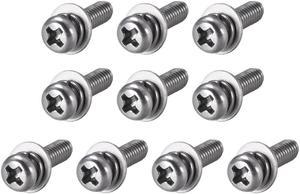 M4 x 14mm Stainless Steel Phillips Pan Head Machine Screws Bolts Combine with Spring Washer and Plain Washers 10pcs