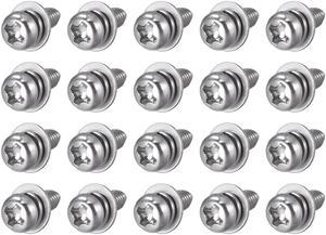 M3 x 6mm Stainless Steel Phillips Pan Head Machine Screws Bolts Combine with Spring Washer and Plain Washers 20pcs