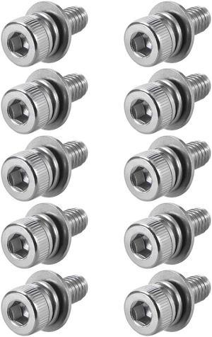 M4 x 10mm Stainless Steel Hex Socket Head Cap Screws Bolts Combine with Spring Washer and Plain Washers 10pcs