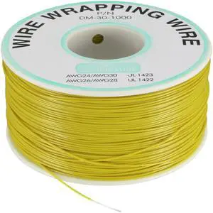 OK Wire Tin Plated Copper Cord Wire Wrapping P/N 30 AWG 820ft Length Yellow