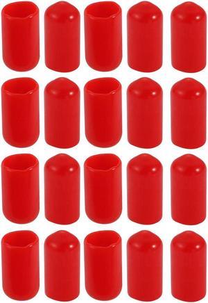 20Pcs 8mm Inner Dia PVC Flexible Vinyl End Cap Screw Thread Protector Red