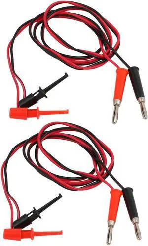 2Pcs Banana Connector Cable Jumper Silicone Hook Wire Test Wire 1m Length