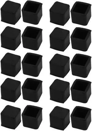 20Pcs Furniture Table Chair Square Rubber Leg Tip Cap 15mm x 15mm