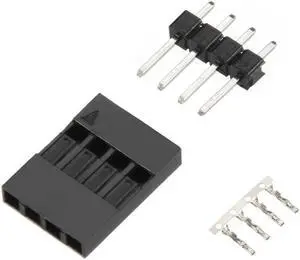 25 Pairs 2.54mm 4Pin Black Plastic Jumper Wire Housing w Male Female Pin Terminal Connector