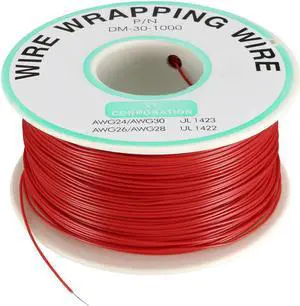 OK Wire Tin Plated Copper Cord Wire Wrapping P/N 30 AWG 650ft Length Red