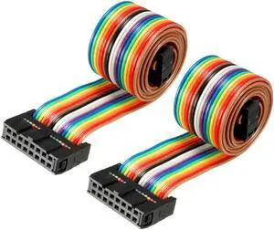 IDC Rainbow Wire Flat Ribbon Cable 16 Pins 48cm Length 2.54mm Pitch 2pcs Type-B