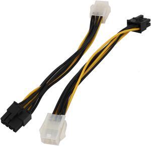 2PCS 6-Pin Male to 8-Pin ATX Female Connector CPU Power Extension Cable