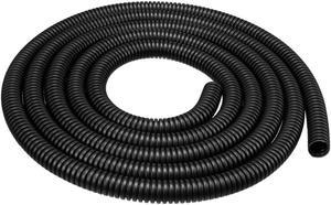 Corrugated Tube Conduit PP Polyethylene Tubing Flexible Pipe Hose Black 8.5mm Inner Dia 11.5mm Outer Dia. 2.5M Long