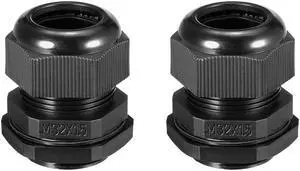 2Pcs M32 Cable Gland Waterproof Connector Plastic Wire Glands Joints Black for 16-21mm Dia Wires