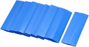 PVC Heat Shrink Tubing 17mm Flat Width Pre Cut Heat Shrink Wrap Tube for AAA Power Supply 48mm Length, Blue, 50pcs