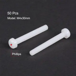 M4x30mm Threaded Nylon Phillips Cross Pan Head Machine Screws Bolts White 50Pcs M4x30mm Threaded Nylon Phillips Cross Pan Head Machine Screws Bolts White 50Pcs