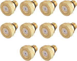 Brass Misting Nozzle - 10/24 UNC 0.6mm Orifice Dia Replacement Heads for Outdoor Cooling System - 10 Pcs