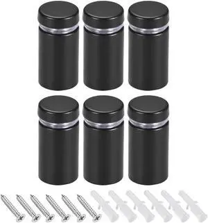Glass Standoff Mount Stainless Steel Wall Standoff Holder Advertising Nails 16mm Dia 32mm Length Black with Screws , 6 Pcs