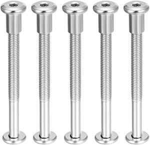 Hex Socket Screw Post Binding Screws Leather Fastener, M6x70mm, Stainless Steel, 5 Sets