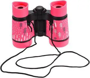 Toy Binoculars 4X30 Compact Folding Binoculars Shockproof Pink with Neck Strap for Bird Watching Hiking Camping