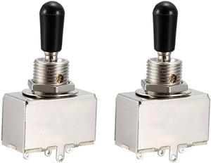 Metal Electric Guitar 3 Way Box Toggle Switch for Les Paul with Black Knob 2pcs