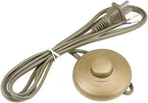 Inline Foot Pedal Push Button Switch, Round Lamp Light Foot Control ON/Off Footswitch with 1.8M Wire Plug Bronze