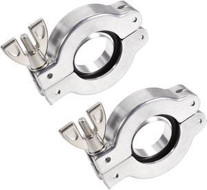 2 Pcs Sanitary Tri-Clamp 53mm X 31mm KF25 Single Pin Tri Clamp Wing Nut W Center Ring for Ferrule TC