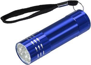 UV Mini 9 LED Aluminum Flashlight Ultraviolet Blacklight Torch with Lanyard AAA Battery Not Included Blue