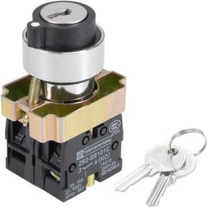 22mm 3 Positions Key Locking Push Button Switch W Key DPST