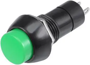5Pcs,12mm Latching Push Button Switch Green Self-Locking Latching Round Button SPST NO