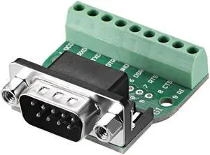 D-sub DB9 Breakout Board Connector 9 Pin 2 Row Male RS232 Serial Port Solderless Terminal Block Adapter with Positioning Nuts