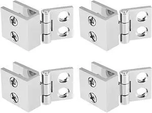 Glass Door Hinge - 0 Degree Cupboard Showcase Cabinet Door Hinge Glass Clamp ,Zinc Alloy , for 5-8mm Glass Thickness 4Pcs