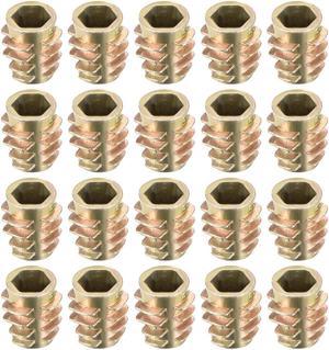 Threaded Insert Nuts Zinc Alloy Hex-Flush M6 Internal Threads 13mm Length 20pcs