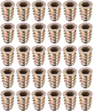 Threaded Insert Nuts Zinc Alloy Hex Socket M8 Internal Threads 18mm Length 30pcs