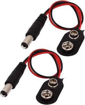 2Pcs 5.5x2.1mm DC Male Plug 9V Battery Buckle Clip Connector Holder Cable 19cm