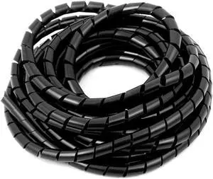 8mm Flexible Spiral Tube Cable Wire Wrap Computer Manage Cord Black 4 Meter