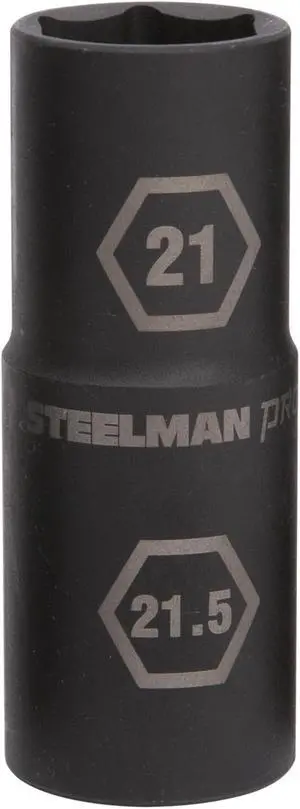 STEELMAN PRO 60230 1/2-Inch Drive 6-Point Thin Wall 21mm x 21.5mm Impact Flip Socket