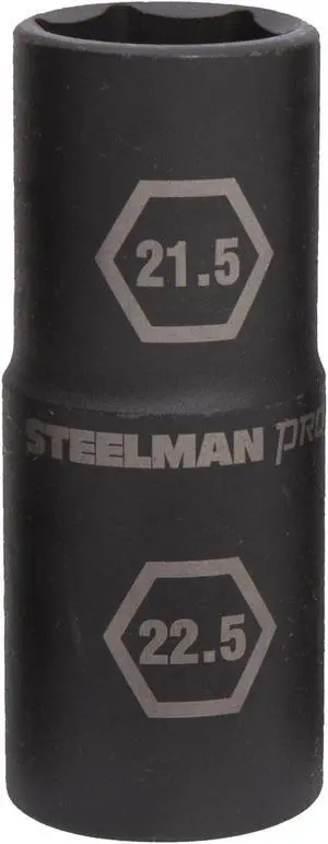STEELMAN PRO 60187 1/2-Inch Drive 6-Point Thin Wall 21.5mm x 22.5mm Impact Flip Socket
