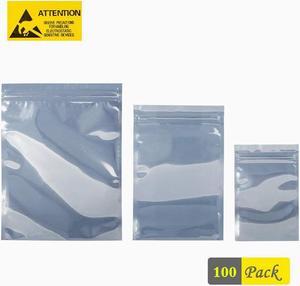 WERLEO Hard Drive Antistatic Resealable Bags, 100pcs Assorted Sizes Suit for All Types of HDD SSD, ESD Shielding Bags for Desktop Laptop PC Accessories and Electronic Devices