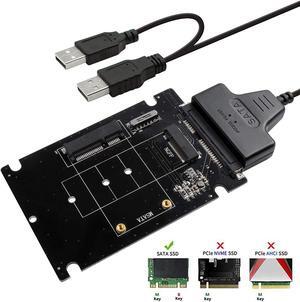 WERLEO M.2 or MSATA to USB or SATA 3.0 Adapter 2-in-1 Converter Reader Card with Cable Support Mini SATA or Ngff B Key SSD