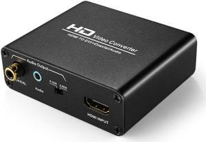 HDMI to DVI Converter with Audio Out HDMI to DVI Video Audio Adapter Sound Splitter to 3.5mm AUX Auxiliary / 2 RCA Stereo & Coaxial Output Jack Connector Plug, 1080P 720P, 5.1 & 2 Channel