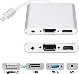 Compatible with iPhone iPad Lightning to HDMI VGA AV Adapter, Anlyso Latest 4 in 1 HDMI VGA Audio AV Converter Compatible with iPhone Xs MAX XR X 8 7 6 Plus iPad Mini Air Pro to TV Projector Monitor