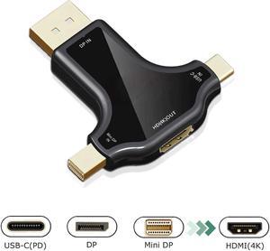 DisplayPort Mini DP USB Type-C to HDMI Adapter  3-in-1 Mini DisplayPort ( Thunderbolt ) Type-C Port to HDMI Converter Compatible with MacBook Pro Macbook Air iPad Pro 2018 Mac Mini