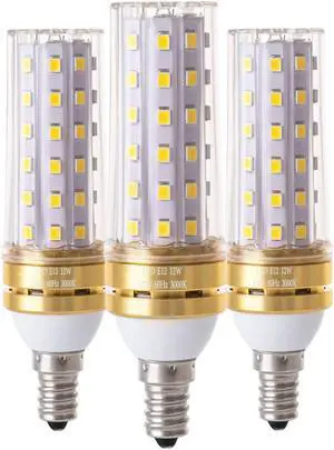 Werleo E12 LED Bulbs 12W 16W LED Candelabra Bulb 80 Watt Equivalent 900lm Decorative Candle Base E12 Corn Non-Dimmable LED Chandelier Bulbs Cool White 6500K LED Lamp Pack of 3