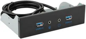 WERLEO USB 3.0 2-Port 5.25 Inch Metal Front Panel USB Hub with 1 HD Audio Output Port / 1 Microphone Input Port for Desktop [ 20 Pin Connector & 2ft Adapter Cable]