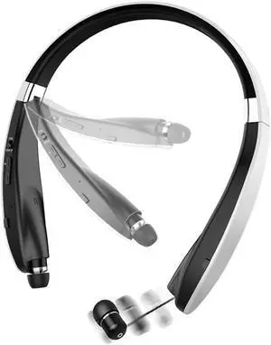 Foldable Bluetooth Headset Werleo Lightweight Retractable Bluetooth Headphones for Sports & Exercise Noise Cancelling Stereo Neckband Wireless Headset