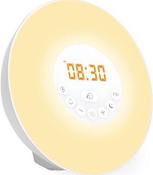 Wake Up Light Werleo Nature Light Sunrise Simulation Alarm Clock Touch Control Night Light for Bedrooms Snooze Function Wake-Up Light with USB Charger FM Radio for Heavy Sleepers