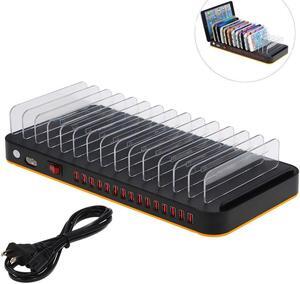 WERLEO 80W 15-Port Adjustable Dividers USB Charger Hub Smart USB Charging Station Dock Multi Device Desktop Organizer Hub Stand with Intelligent IC Auto Detect Tech for iPhone Samsung MP3 MP4 Tablet