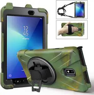 Galaxy Tab Active 2 Case Heavy Duty Shockproof Cover with 360° Rotating Handle Hand Strap Kickstand Carrying Shoulder Strap for Samsung Tab Active 2 8.0 Inch 2017 Model SM-T390 SM-T395 SM-T397 Tablet