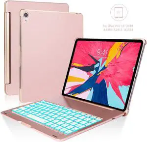 iPad Pro 11 Keyboard Case Werleo Aluminum Protective Ultra Slim Hard Shell Folio Stand Smart Cover with 7 Colors Backlit Wireless Bluetooth Keyboard for iPad Pro 11 inch 2018 Tablet