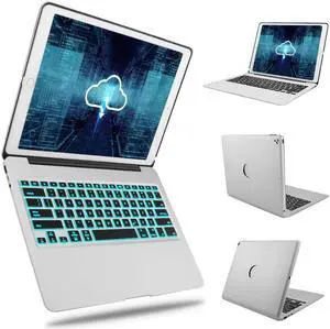 Bluetooth Keyboard Case For iPad Pro 12.9 2017 (2nd Gen) / 2015(1st Gen) Protective Ultra Slim Aluminum Hard Shell Smart Cover with 7 Color Backlit Wireless Bluetooth Keyboard for Apple iPad Pro 12.9"