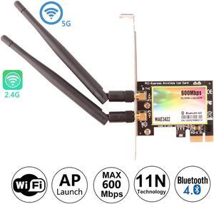 WiFi Card AP 600Mbps Wireless Network Card,WLAN WiFi Adapter with Bluetooth 4.0 Werleo 3422 Dual-Band 300Mbps PCI-E Express Adapter Network Card 2x3.5dBi Antenna for Desktop PC Adapter