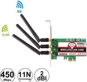 Dual Band 450Mbps Wireless PCI-E Express Card WiFi Network Adapter Card Support Dual Band (2.4GHz 450Mbps or 5GHz 450Mbps) with 3PCS Antenna for Win7/Win8/Win10 - WIE4530